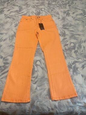 Orange High-Rise Flare Jeans for Women
